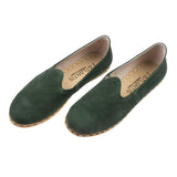 Women's Green Nubucks Slip On Shoes