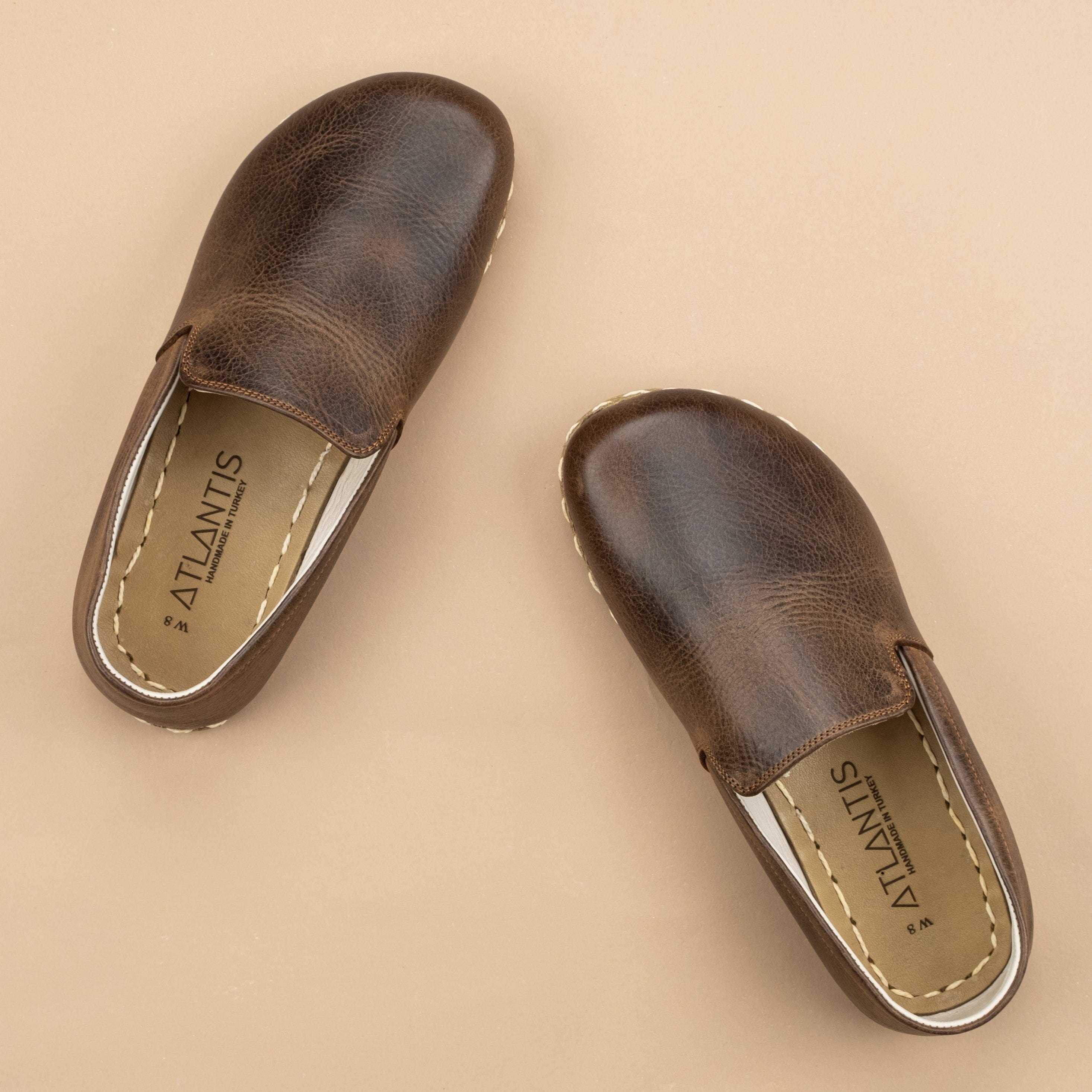 Men's Coffee Minimalist Shoes - Turkish Wide Toe Box Shoes