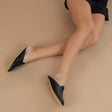 Women's Black Leather Slipper Shearlings