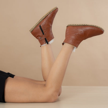 Women's Tan Leather Shearling Boots