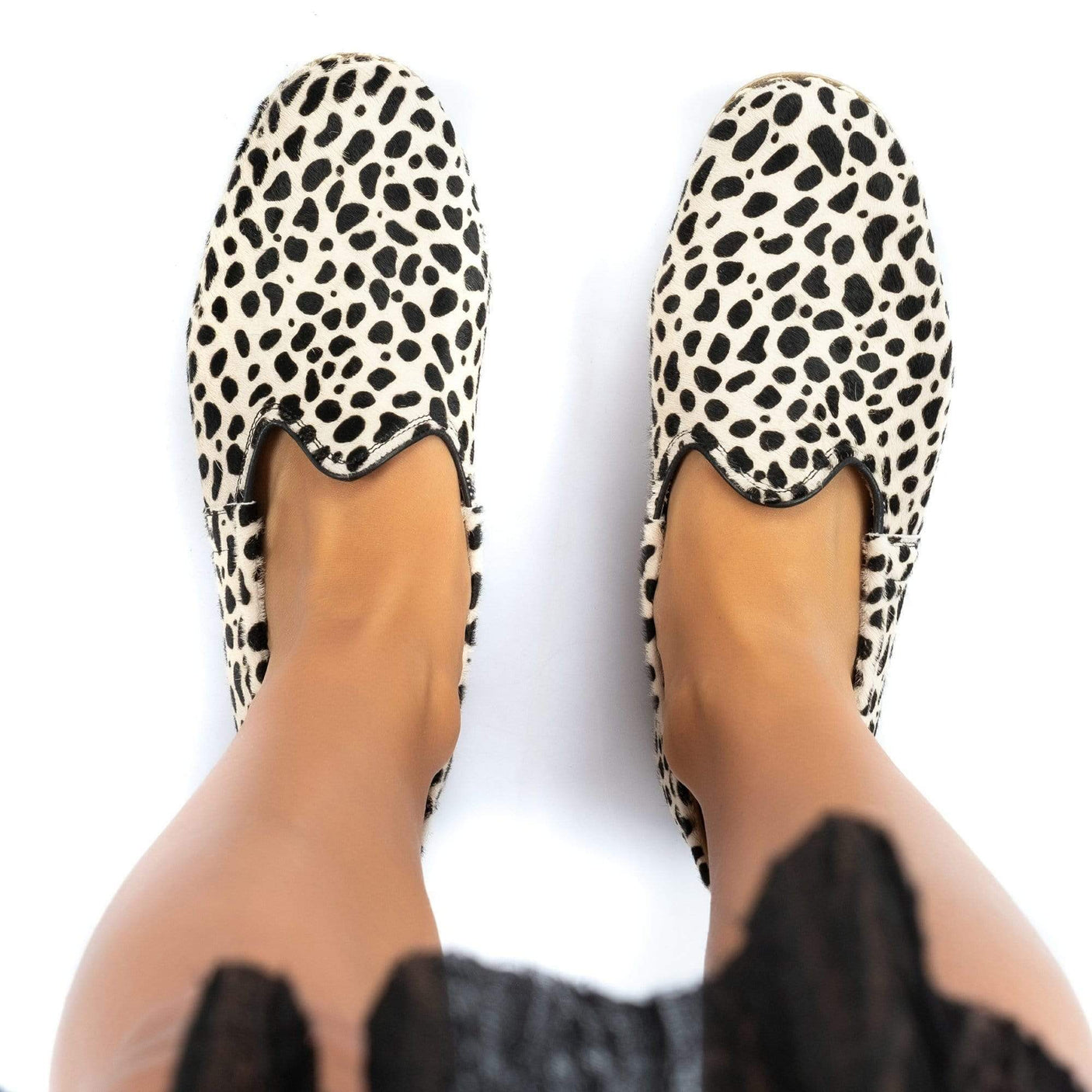 Women's Black Dots Slip On Shoes