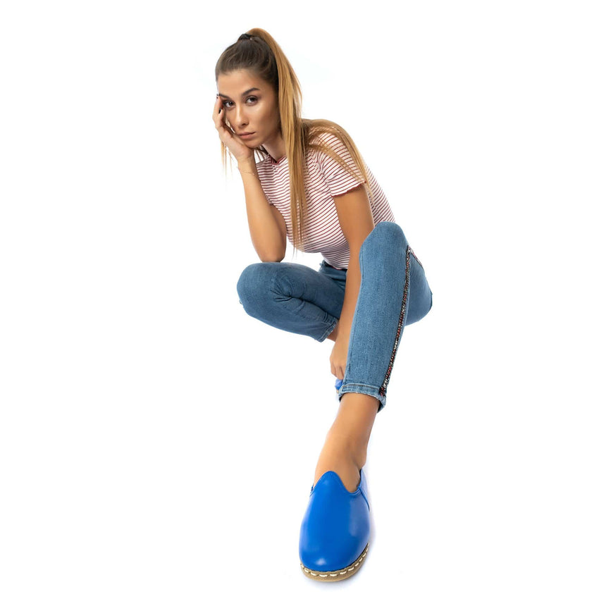 Blaue Slip-On-Schuhe für Damen