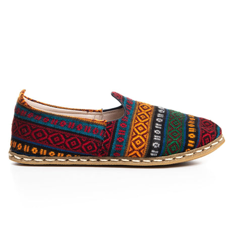 Women's Burgundy Kilim Handmade Slip On Shoes