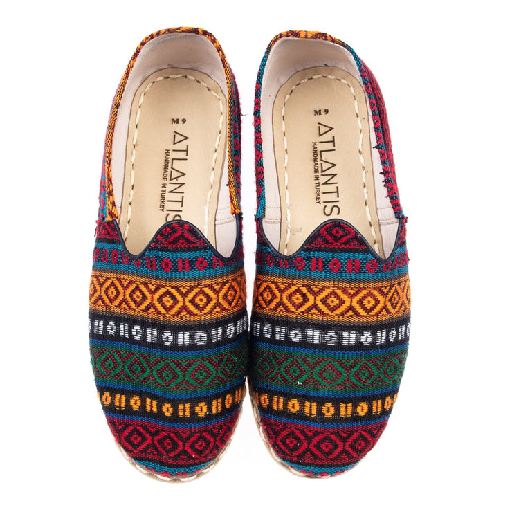 Burgundy Kilim - Turkish Slip-On Shoes for Women & Men : Atlantis Handmade Shoes