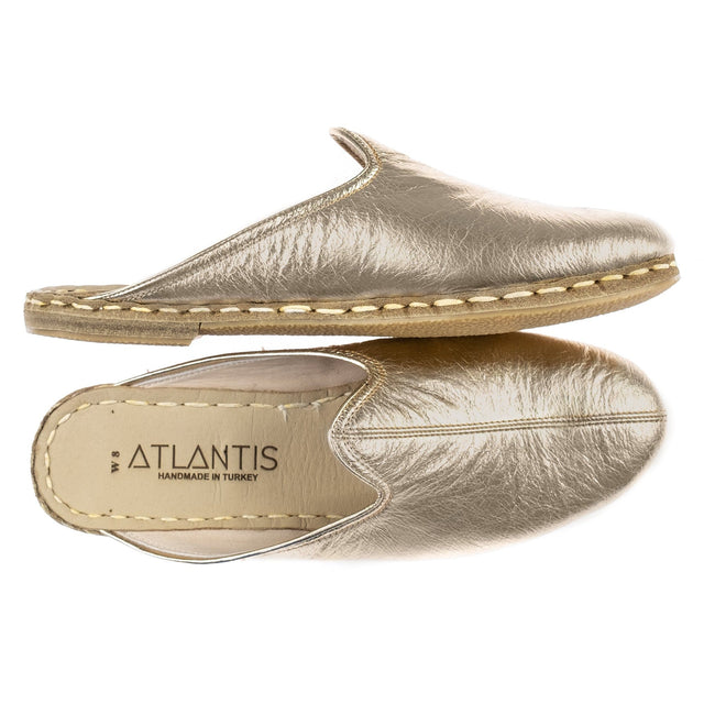 Men's Leather Gold Slippers