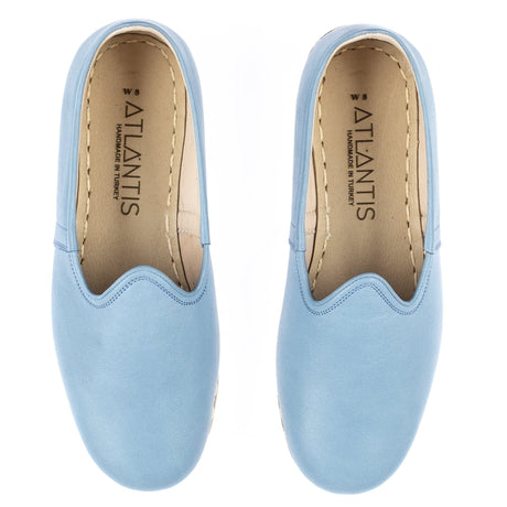 Men's Leather Sky Blue Slip On Shoes