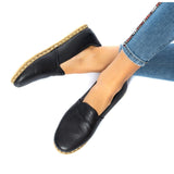 Women's Wrinkled Black Slip On Shoes