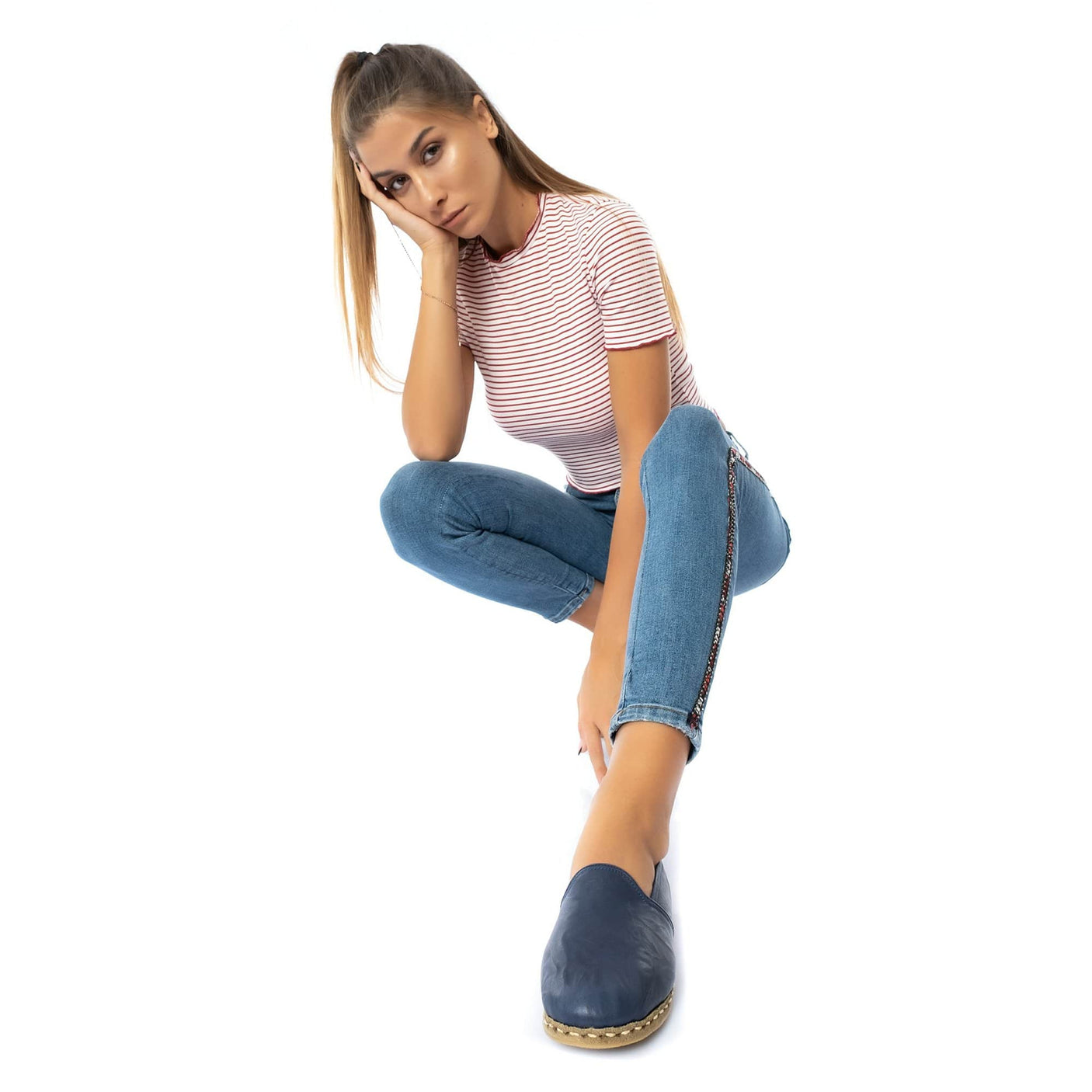 Marineblaue Slip-On-Schuhe für Damen