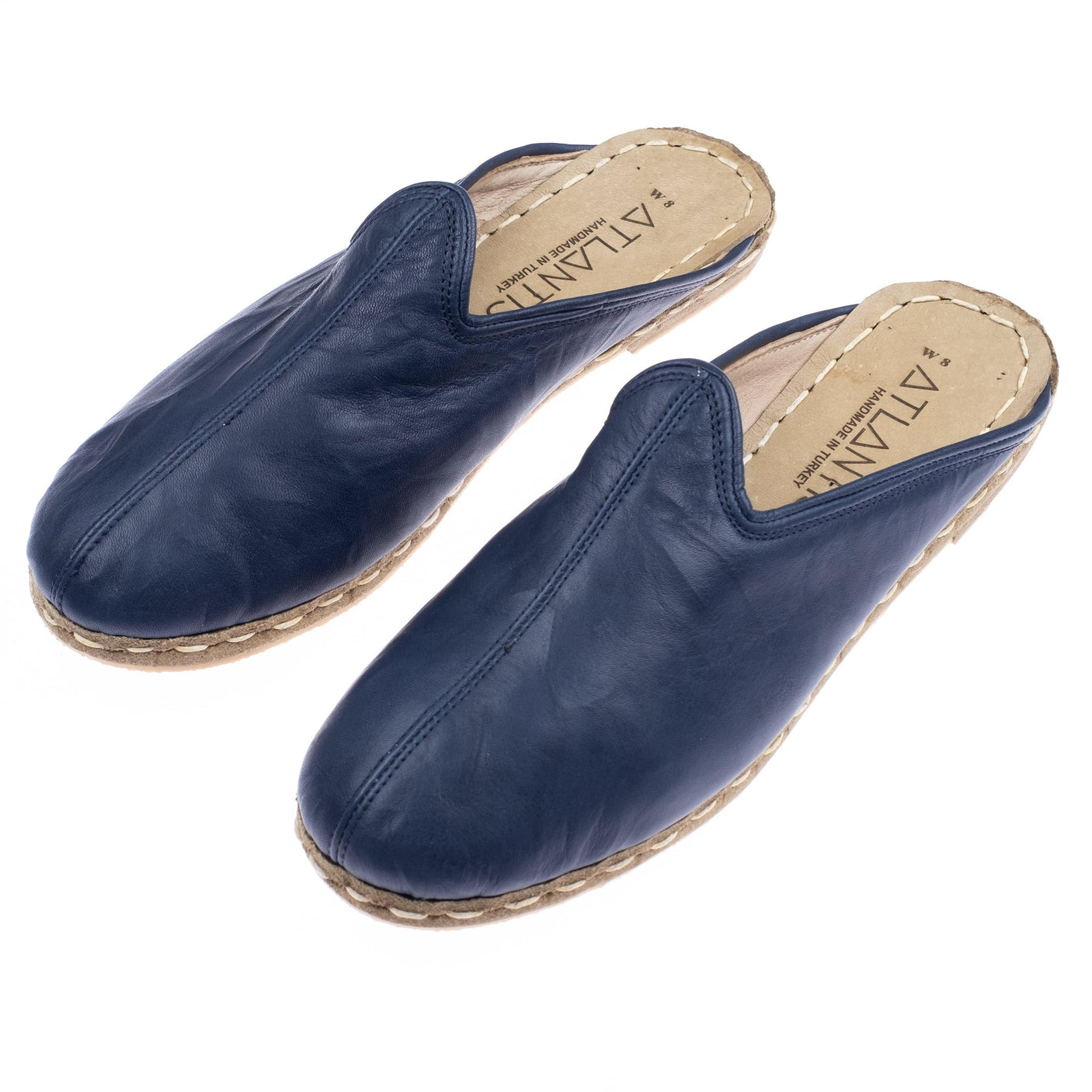 Navy Slippers - Turkish Slippers for Women & Men : Atlantis Handmade Shoes