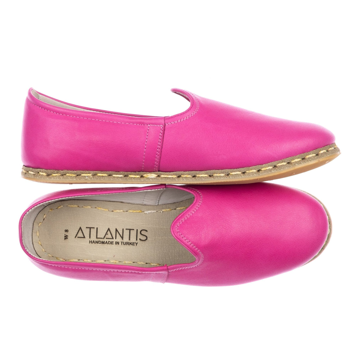 Men's Leather Pink Slip On Shoes