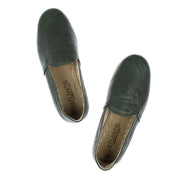 Women's Wrinkled Green Slip On Shoes