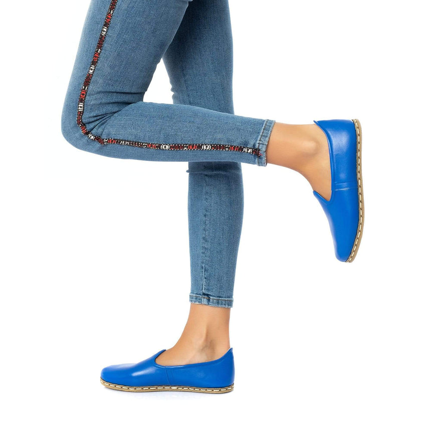 Blaue Slip-On-Schuhe für Damen