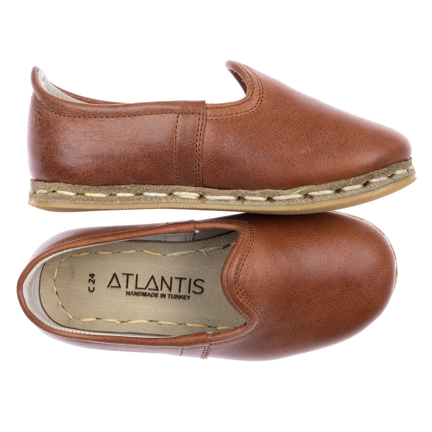 Kids Antique Brown Leather Shoes